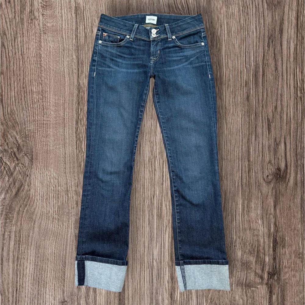 Hudson Ginny Crop Straight Leg Cuffed Jeans Medium Wash Blue STEL Size 26